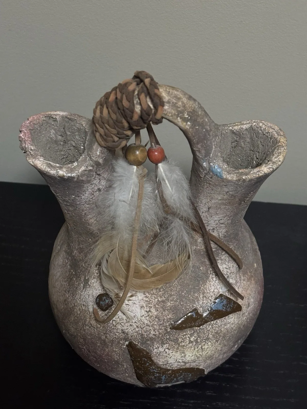 ANTIQUE NATIVE AMERICAN HAND MADE POTTERY VASE #2 - photo 4