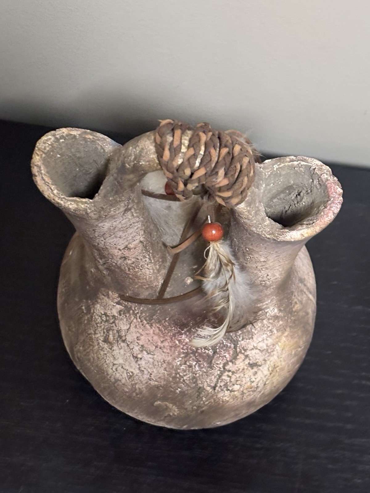 ANTIQUE NATIVE AMERICAN HAND MADE POTTERY VASE #2 - photo 5
