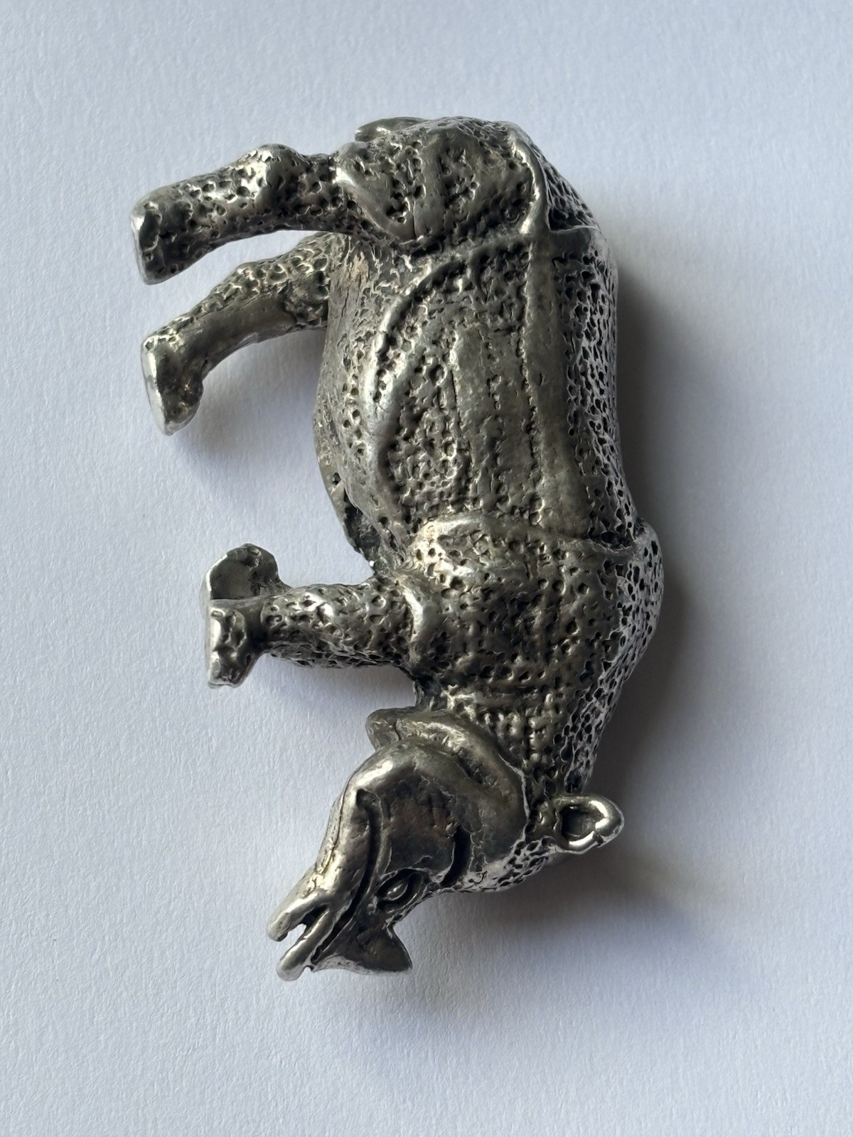 925 Vintage Solid Sterling Silver Rhino Figurine – Heavy 60g - photo 5