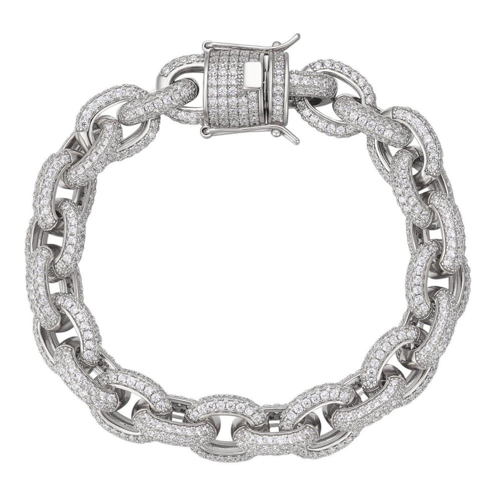 HEAVY 925 silver bracelet cz 55g 8.25” ICED OUT Chain Link - photo 4