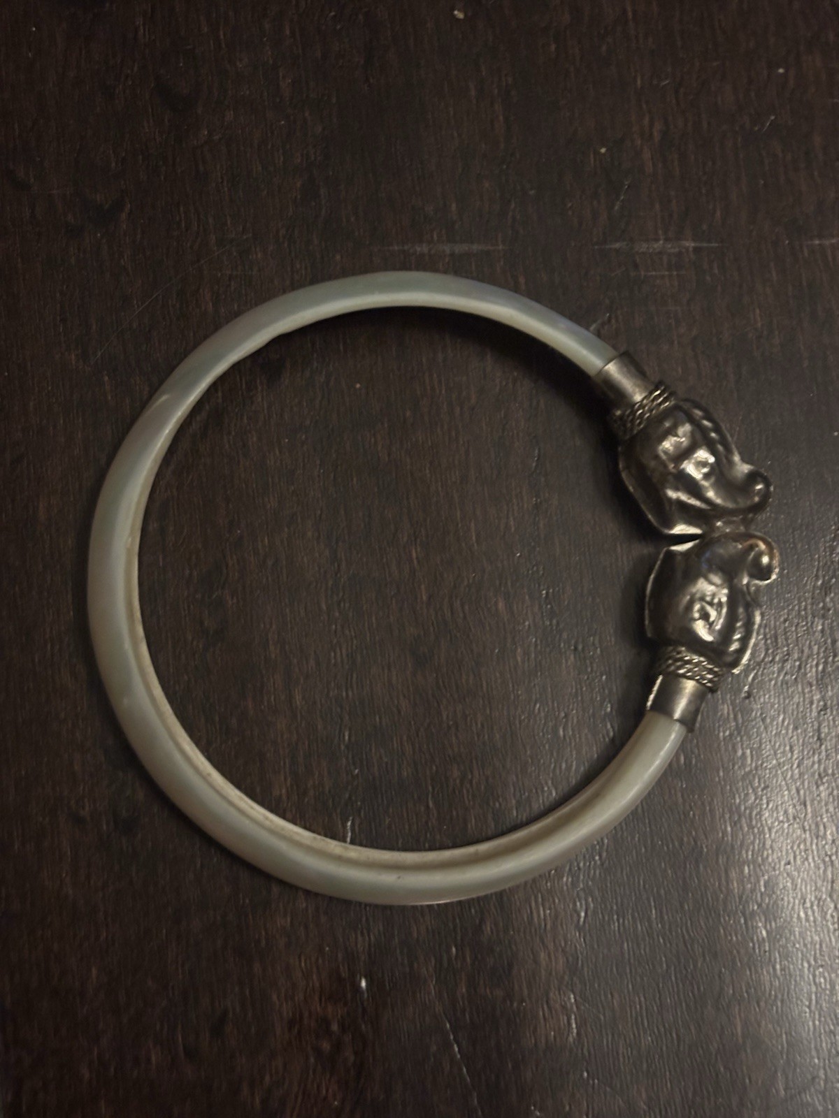 Pearl Shell Bangle Silver Tone Accent Beautiful Vintage Approx 2 - photo 3
