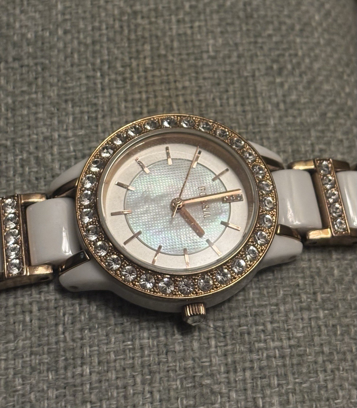Fossil CE-1041 Jesse Crystals White Ceramic Rose Gold Watch - photo 2