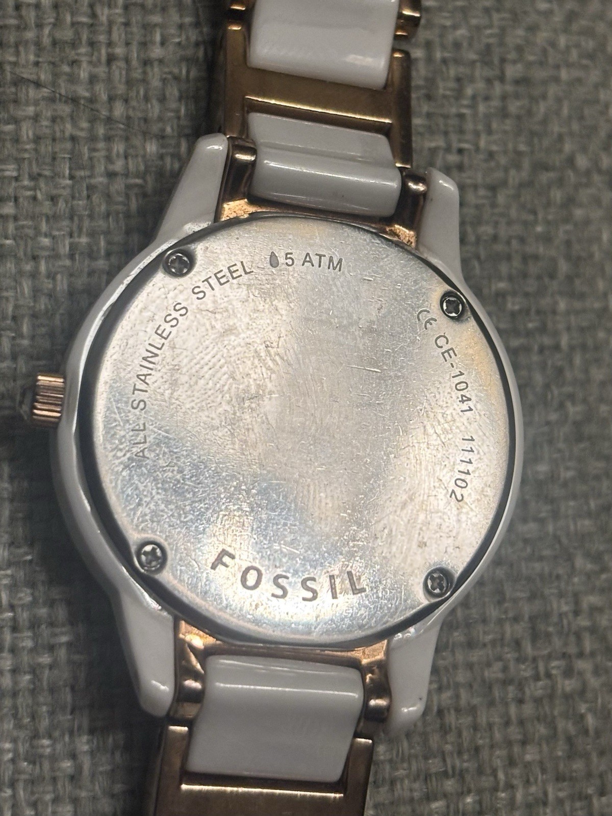 Fossil CE-1041 Jesse Crystals White Ceramic Rose Gold Watch - photo 3