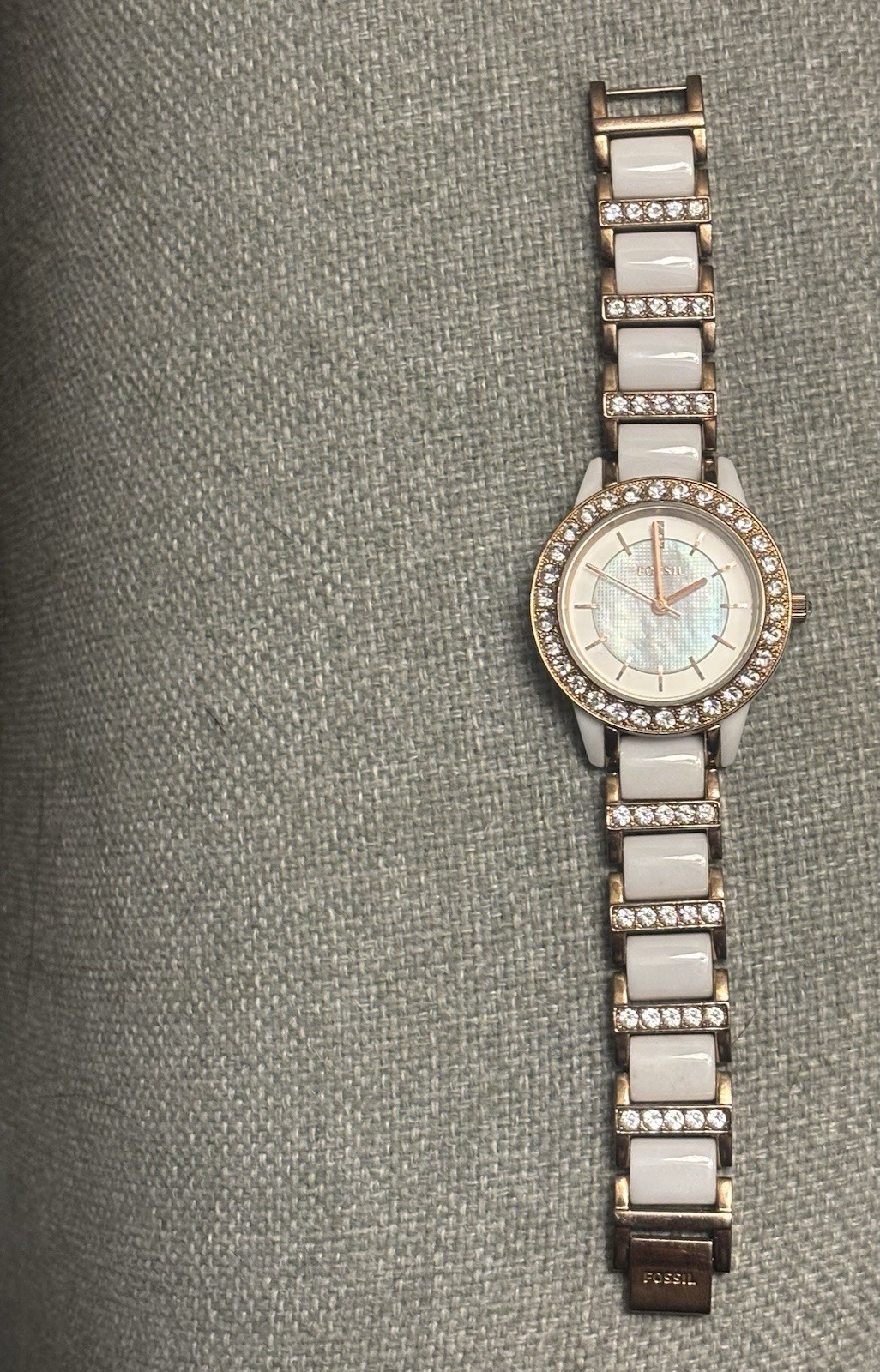 Fossil CE-1041 Jesse Crystals White Ceramic Rose Gold Watch - photo 4