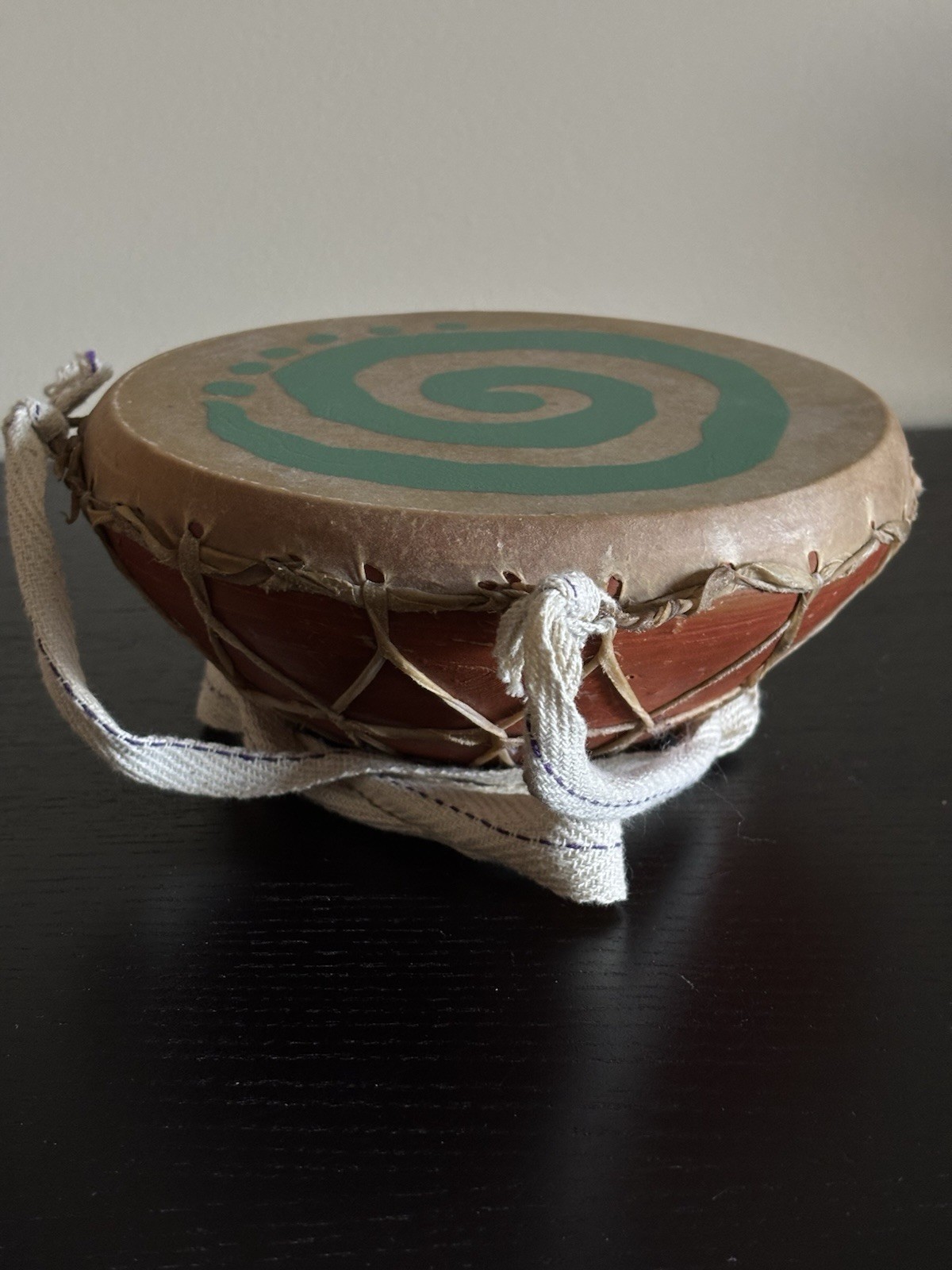 Antique Native American Animal Leather Rope/ Clay Hand Drum