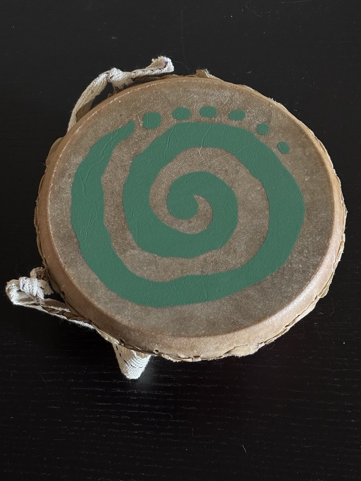Antique Native American Animal Leather Rope/ Clay Hand Drum - photo 2