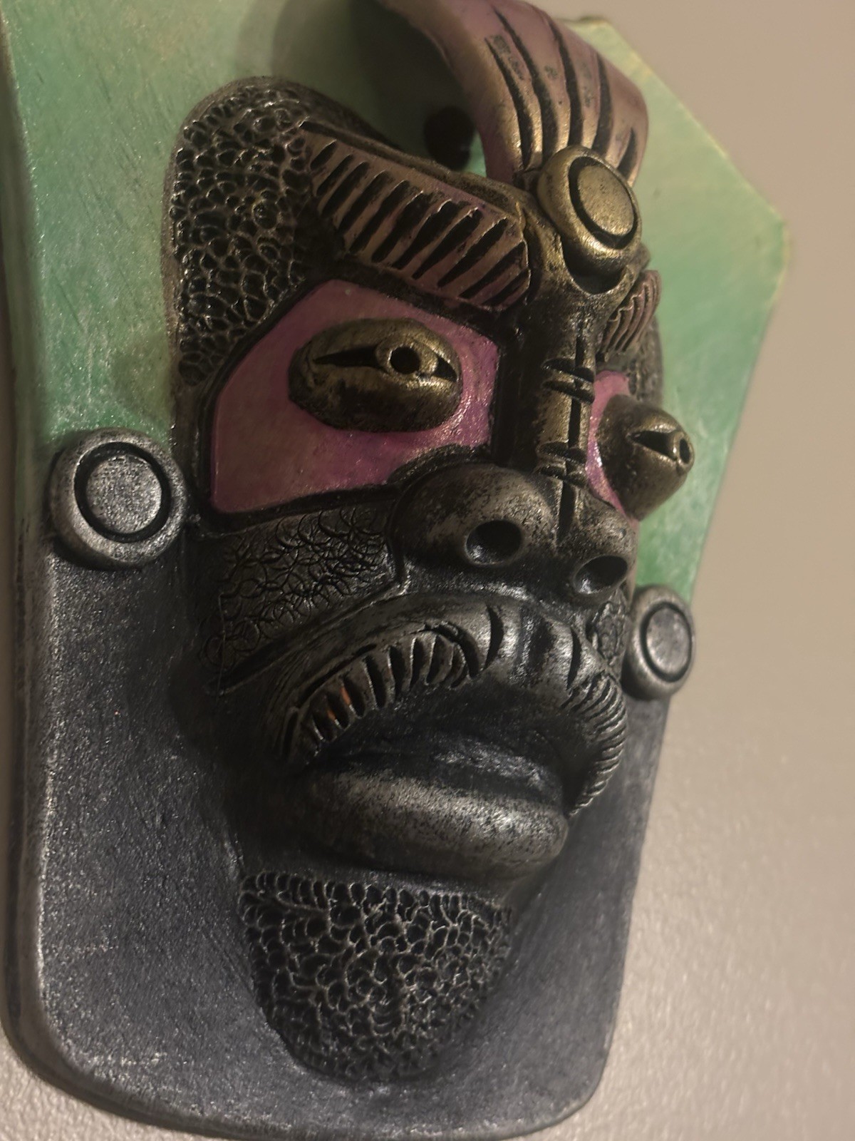 Vintage Mask Terra Cotta Tribal Vibrant Hand Painted Colours