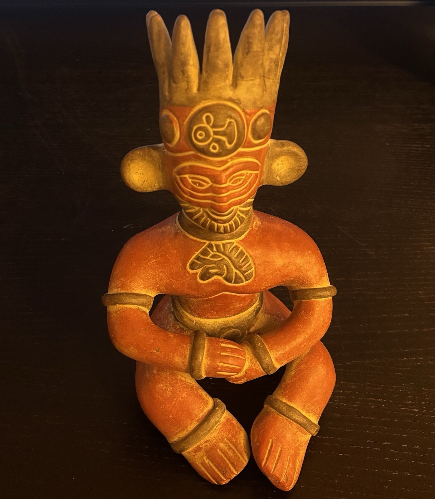 Vintage Mexican Folk Art Pre-Columbian Style Mayan Sitting Figur - photo 2