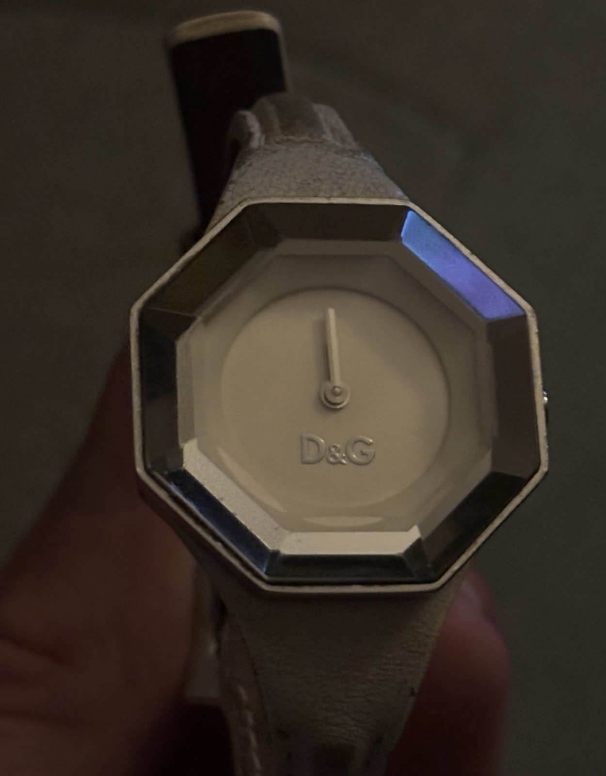 D&G DW0284 Lady White Strap Octagonal Prism Watch