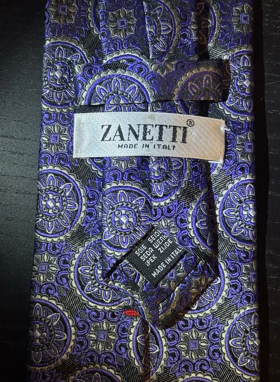 ZANETTI Pure Silk 100% Gray Purple Geometric Silk Tie