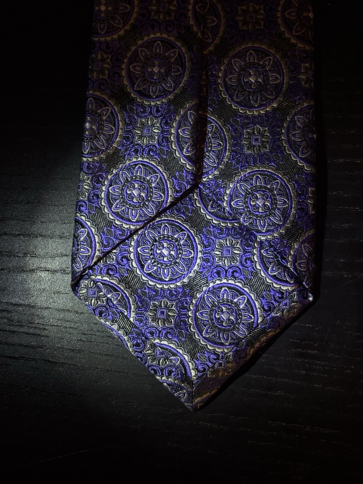 ZANETTI Pure Silk 100% Gray Purple Geometric Silk Tie - photo 2