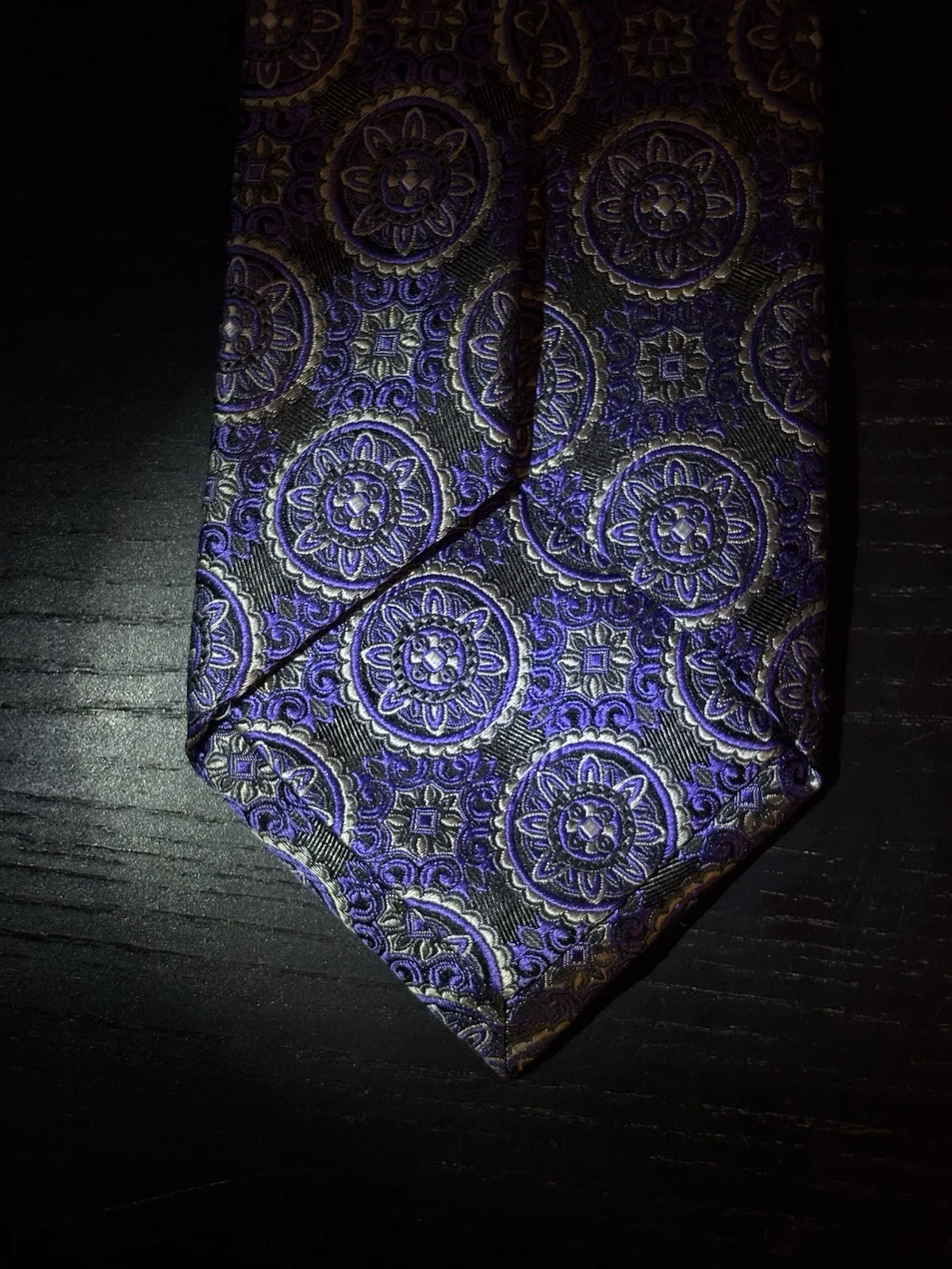 ZANETTI Pure Silk 100% Gray Purple Geometric Silk Tie - photo 2