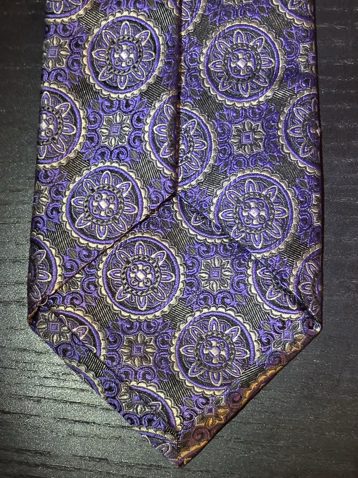 ZANETTI Pure Silk 100% Gray Purple Geometric Silk Tie - photo 3