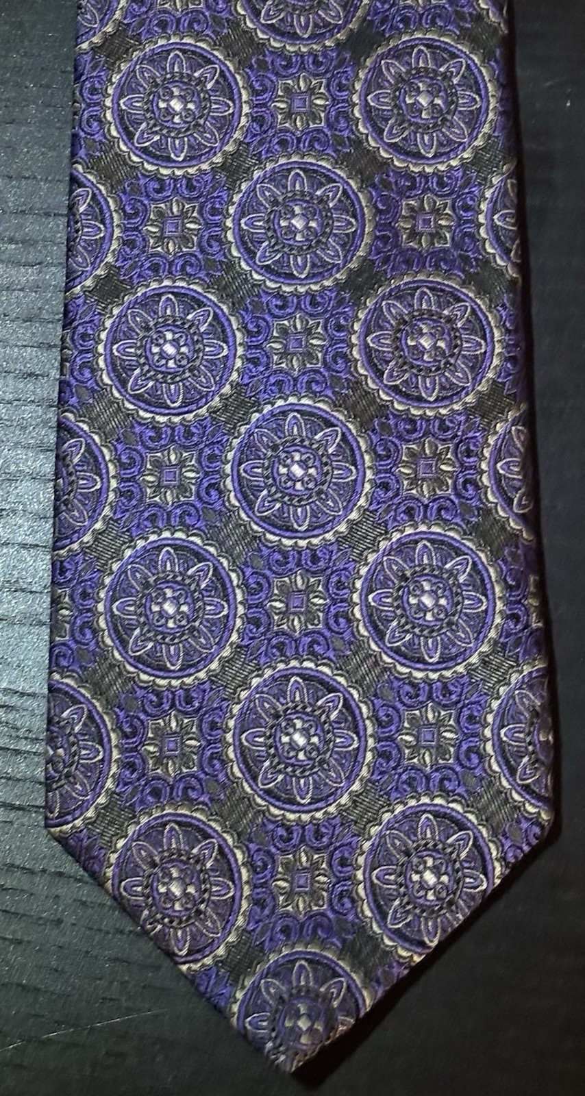 ZANETTI Pure Silk 100% Gray Purple Geometric Silk Tie - photo 4