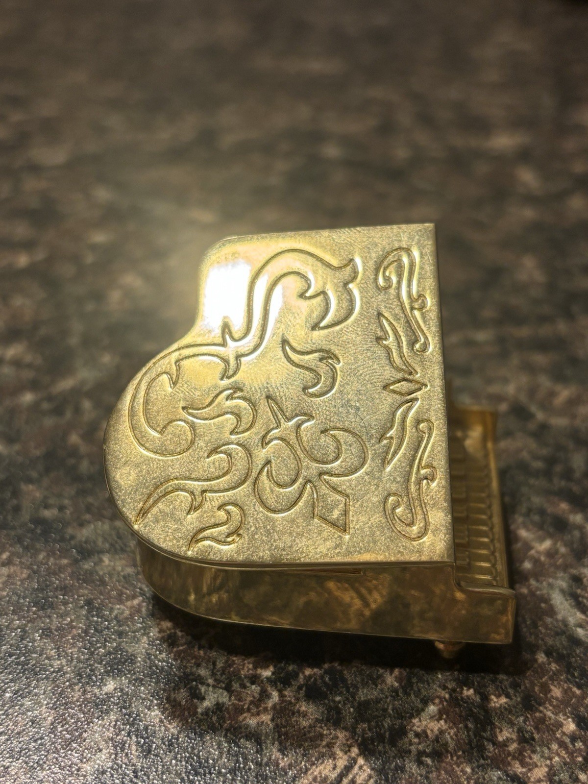 Miniature Desk Clock Paperweight Brass Grand Piano - photo 2