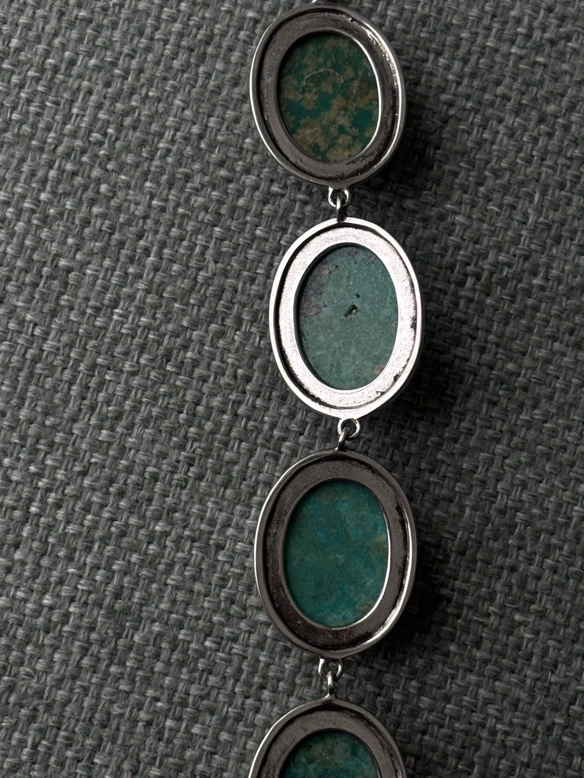 Sterling Silver 925 Turquoise Bracelet Oval Cabochon Boho Light - photo 4