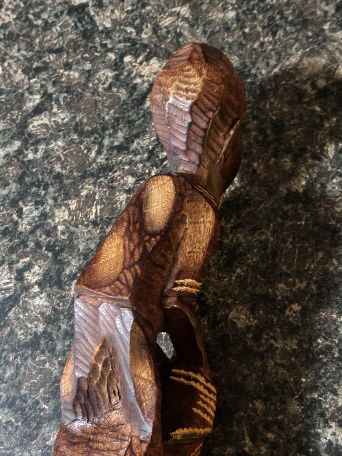 African Hand Carved Wooden Statue of Bearded Man drummer 12” - photo 5
