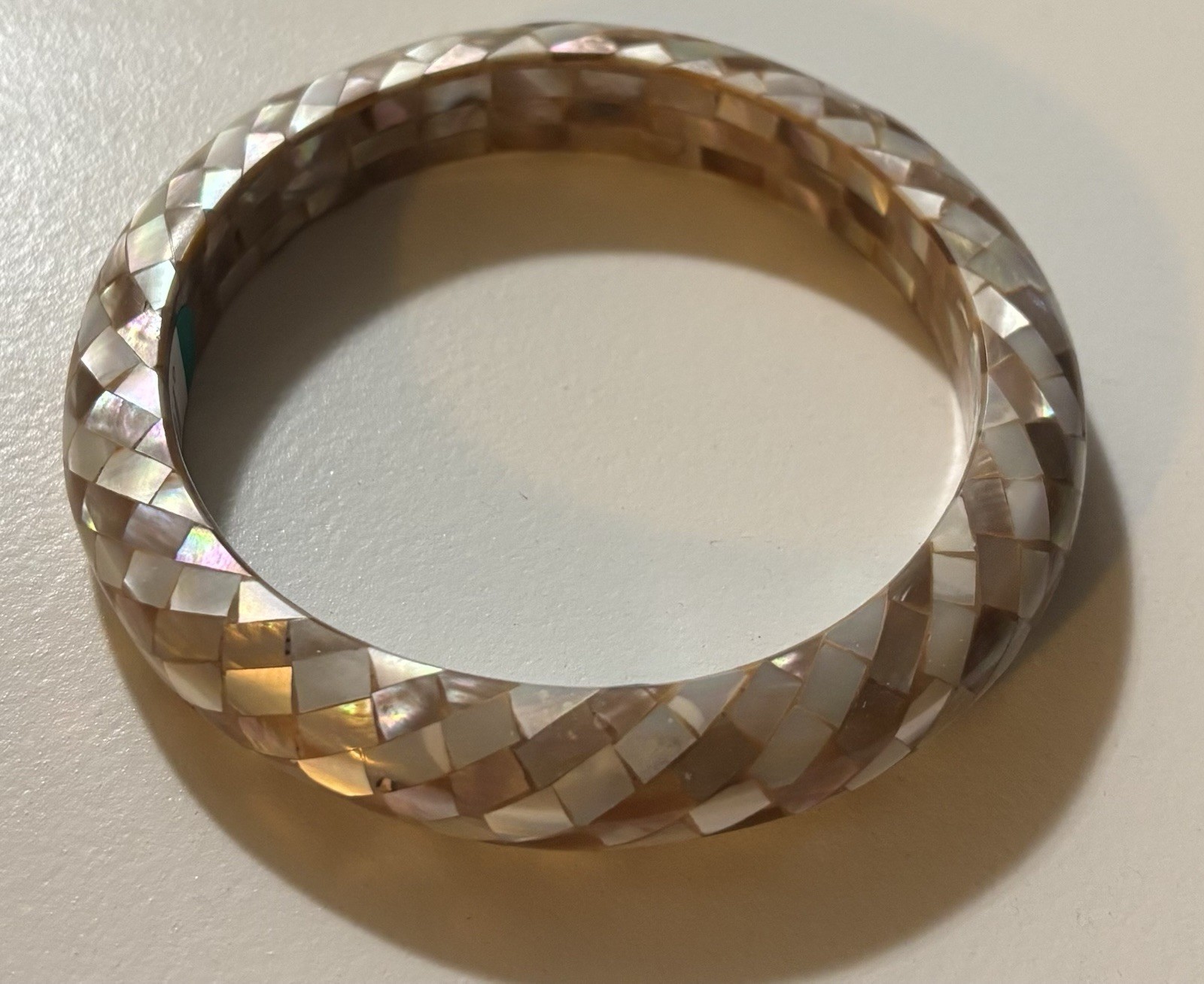 Pearl Mosaic Inlay Bangle Vintage Eternity 2.5” Approx - photo 3
