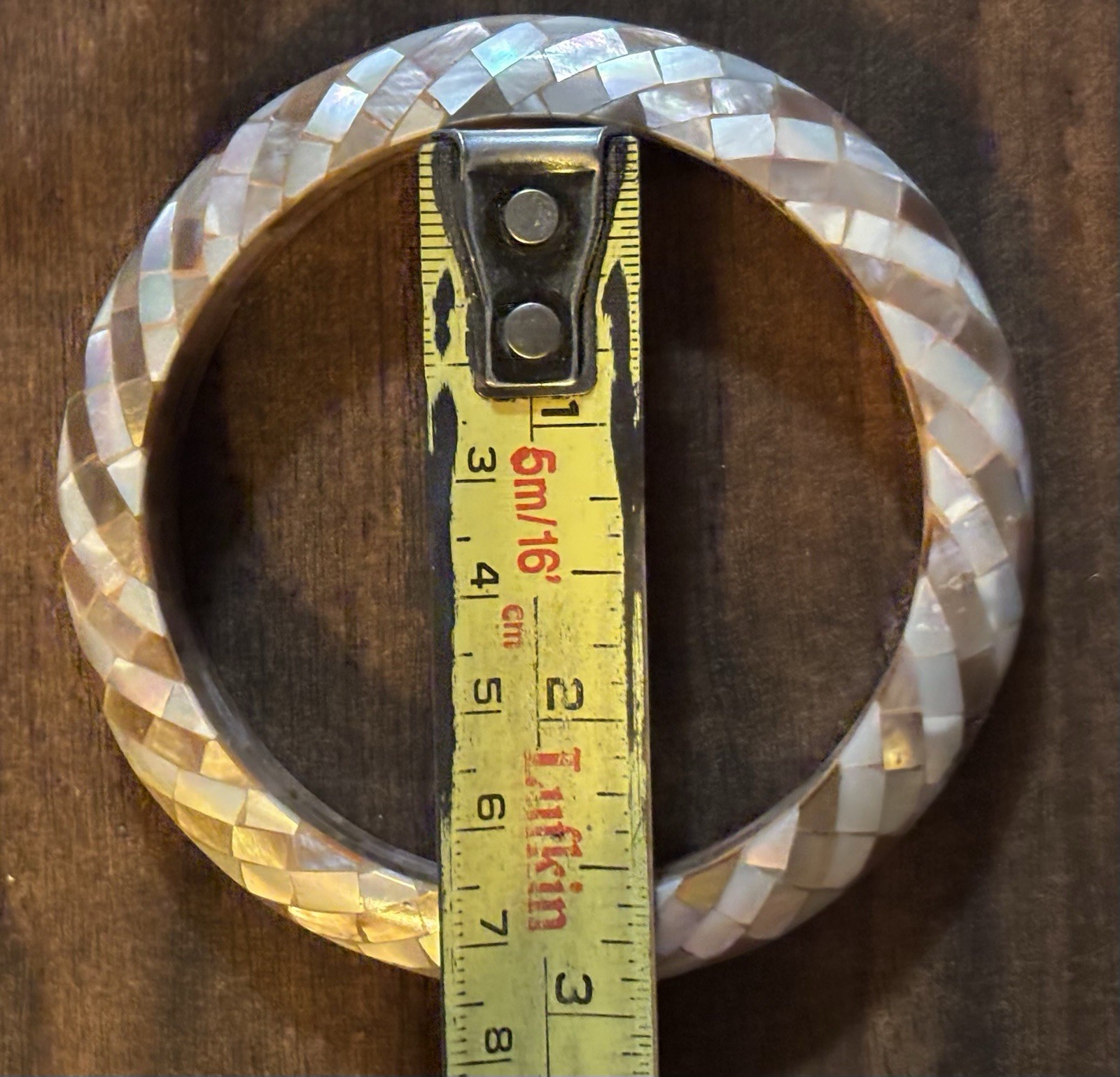 Pearl Mosaic Inlay Bangle Vintage Eternity 2.5” Approx - photo 4