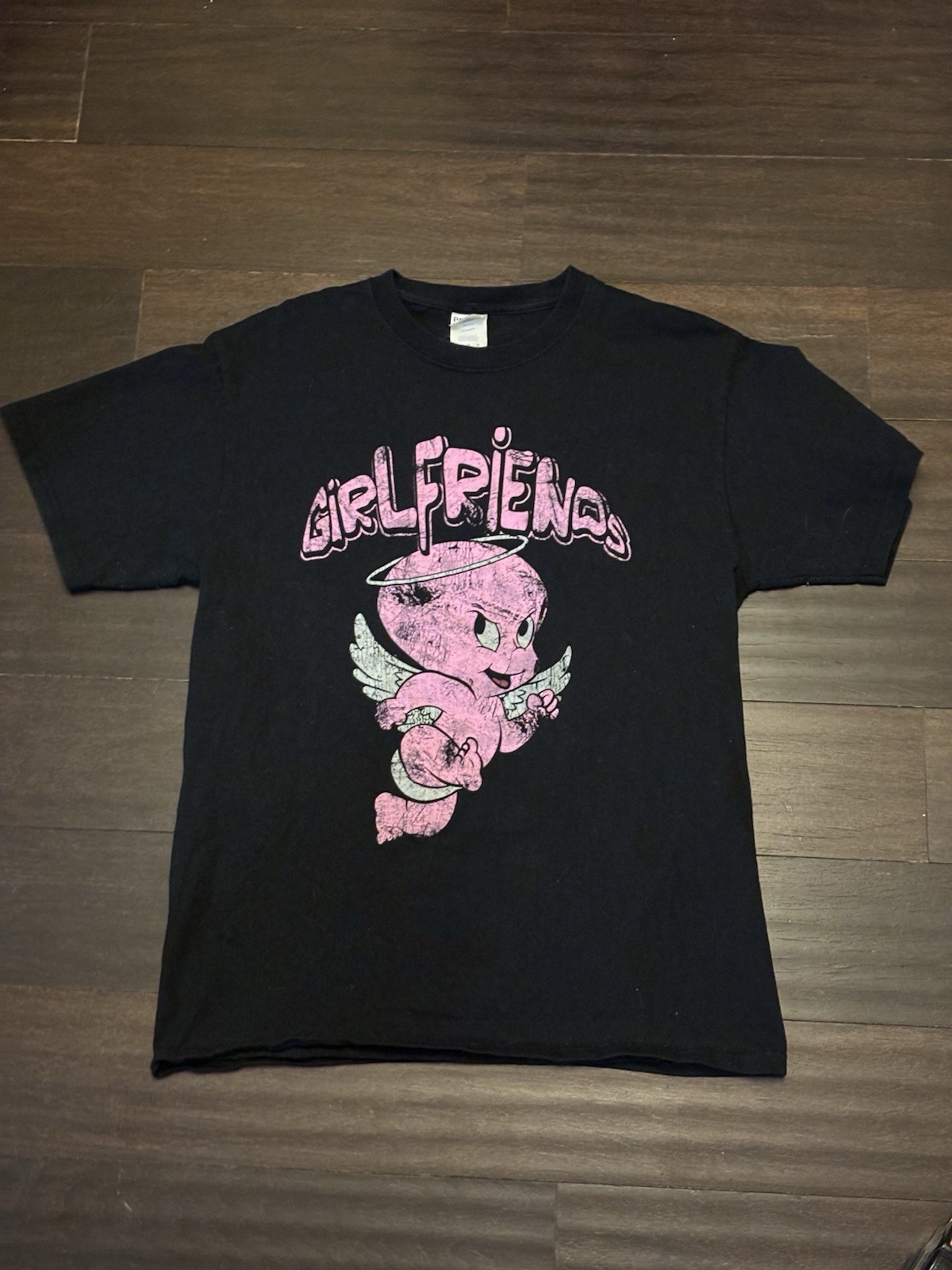 Cotton Girlfriends Pink Angel Tee Women M Y2K Comic Graphic