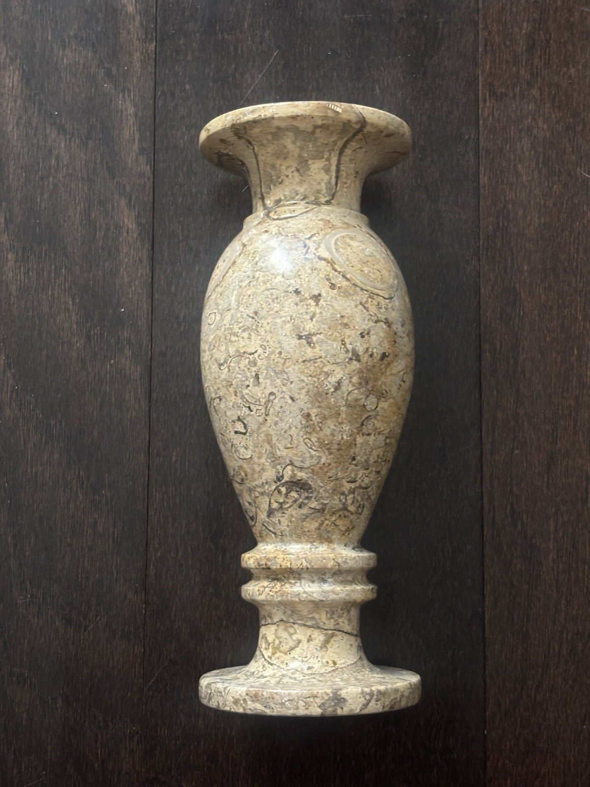 Fossil Sedimentary Marble Stone Art Flower Vase 20cm
