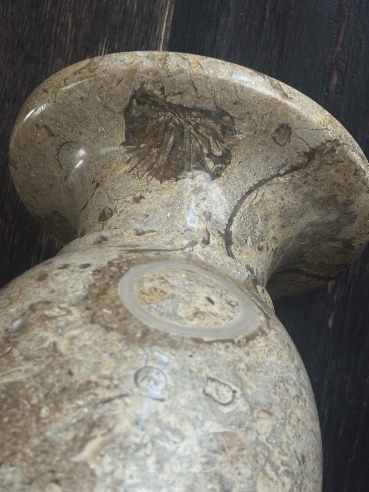 Fossil Sedimentary Marble Stone Art Flower Vase 20cm - photo 2