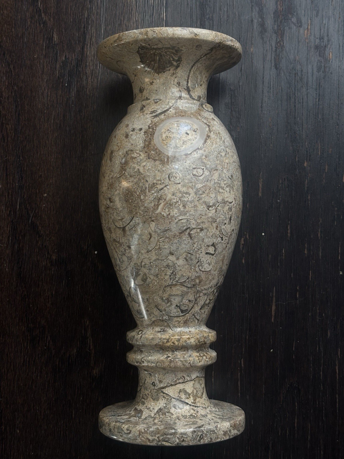 Fossil Sedimentary Marble Stone Art Flower Vase 20cm - photo 3