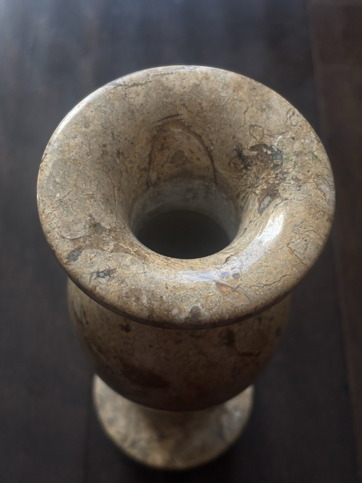 Fossil Sedimentary Marble Stone Art Flower Vase 20cm - photo 4