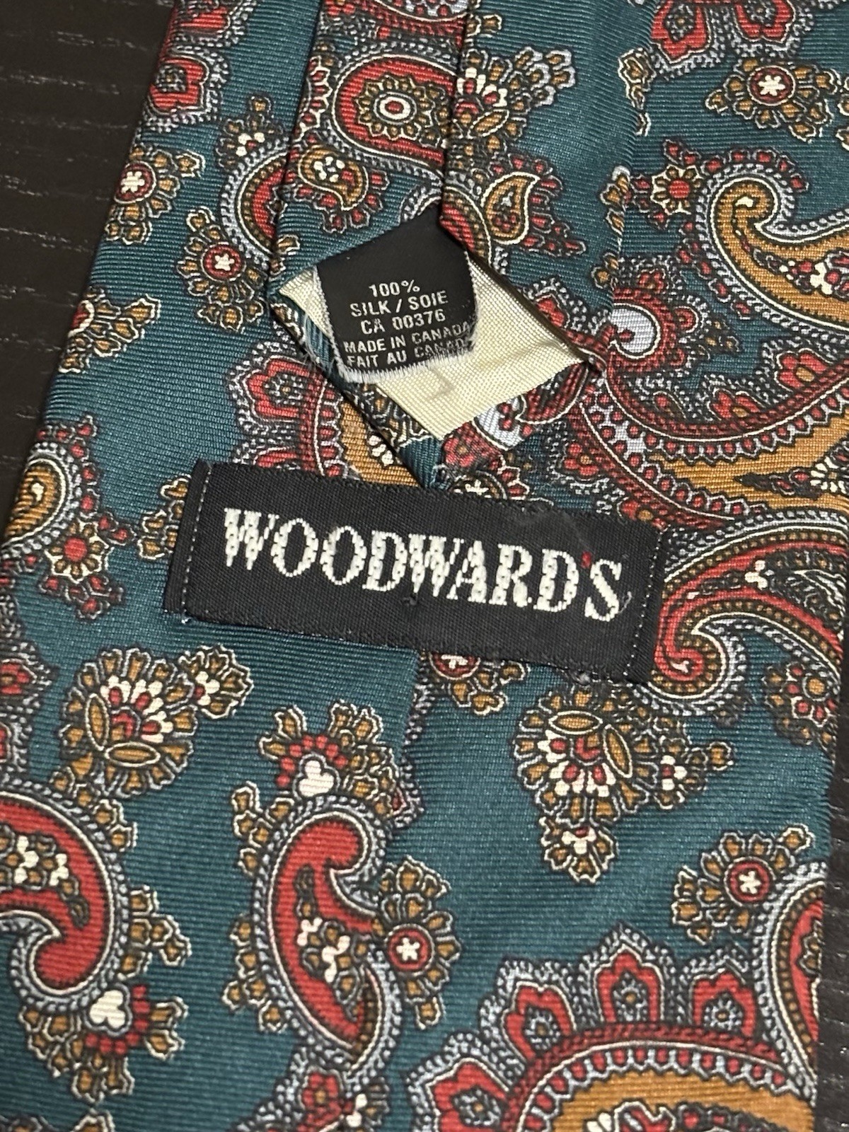 Silk Paisley Tie Green Forest Red Woodward - photo 3