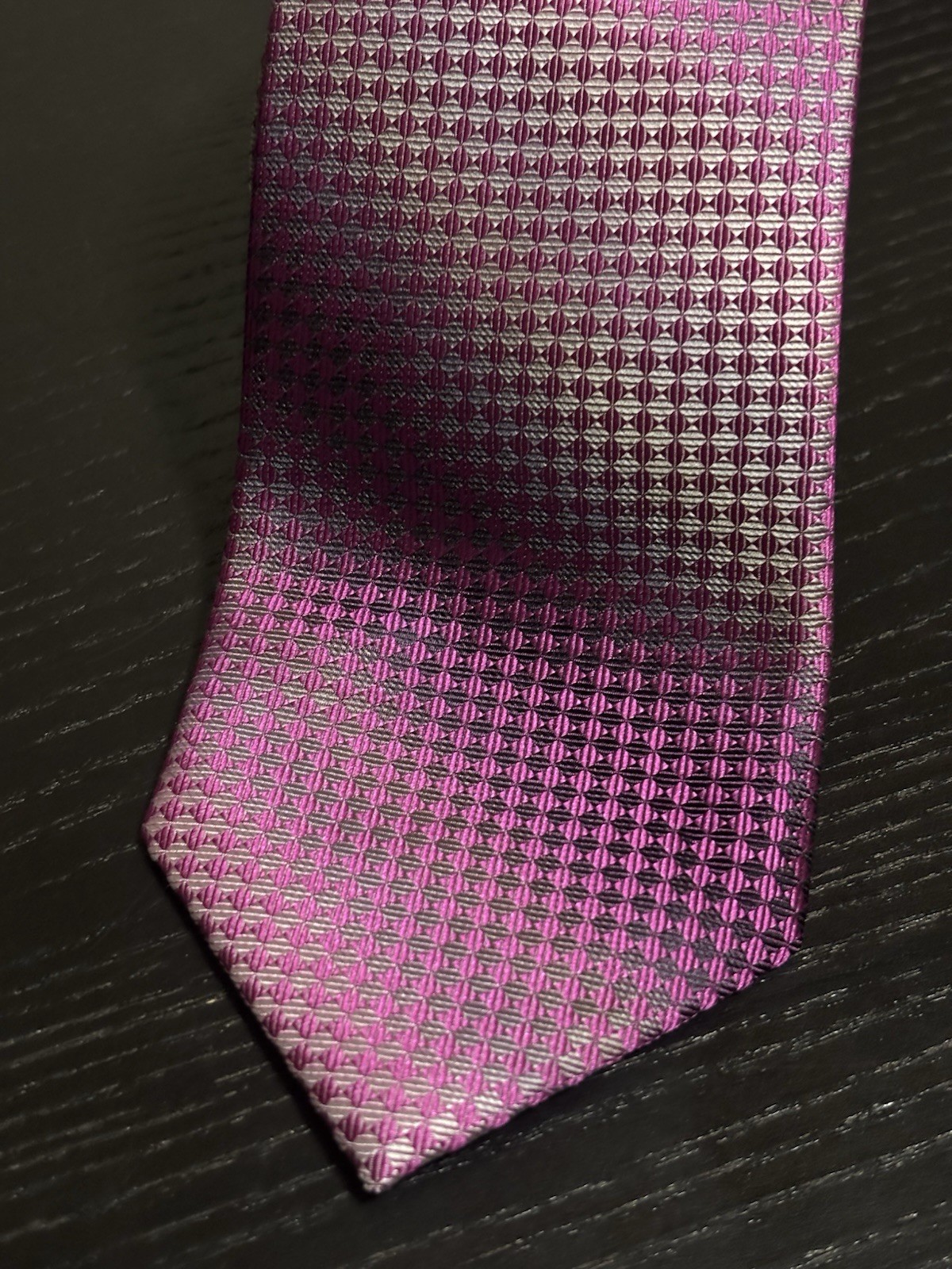 Silk Tie Magenta Illusion Geometrical Perry Ellis - photo 3