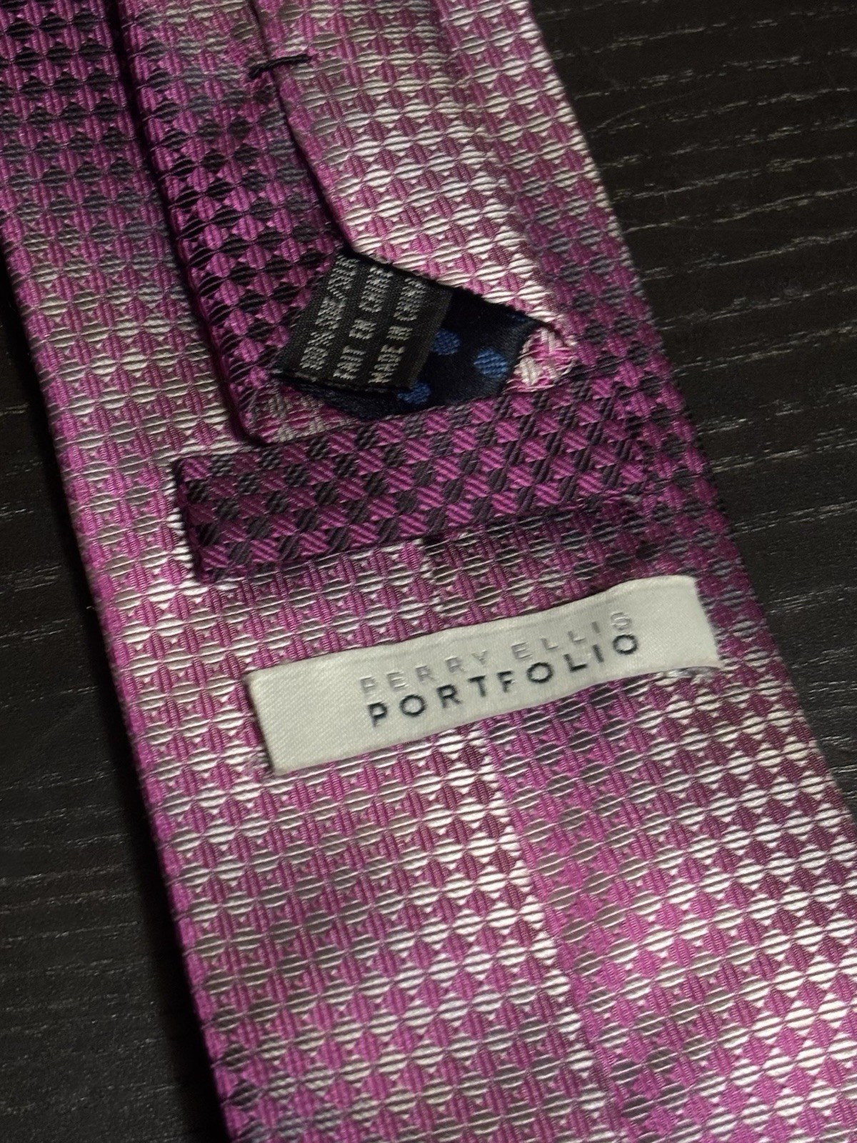 Silk Tie Magenta Illusion Geometrical Perry Ellis - photo 4