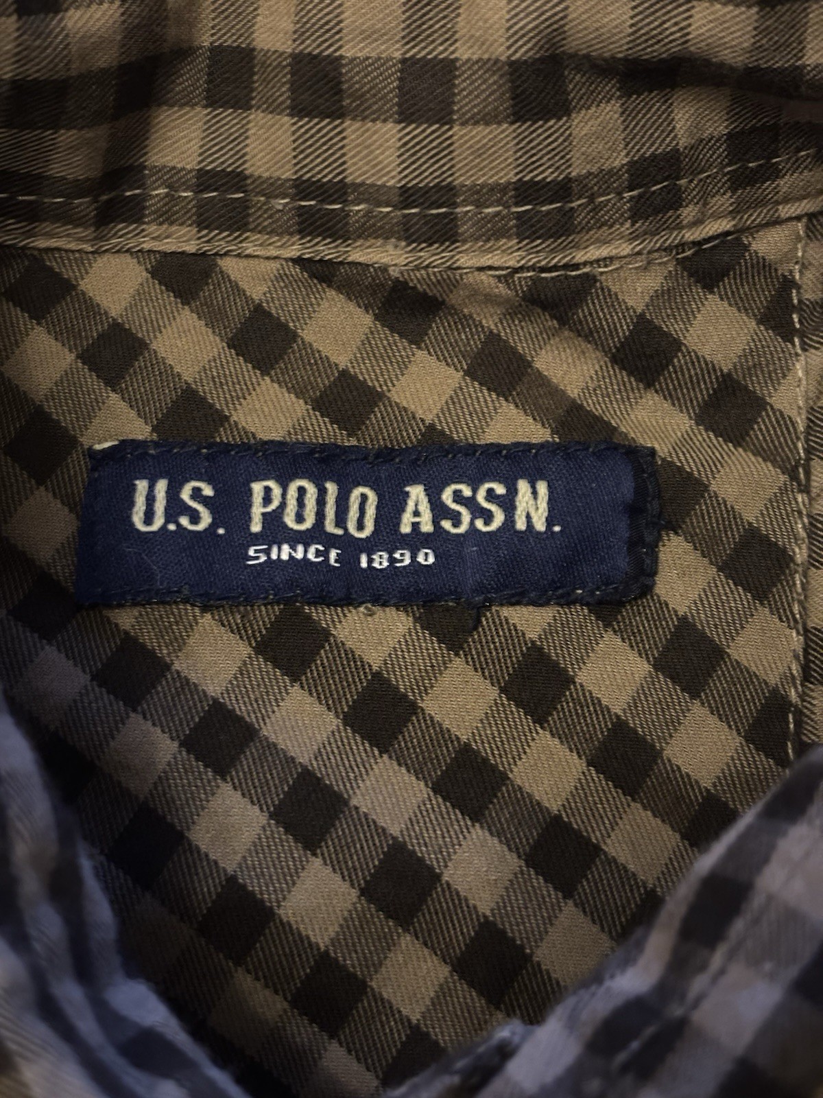 U.S. POLO ASSN. Cotton Brown Checker Flannel Shirt Size S - photo 5