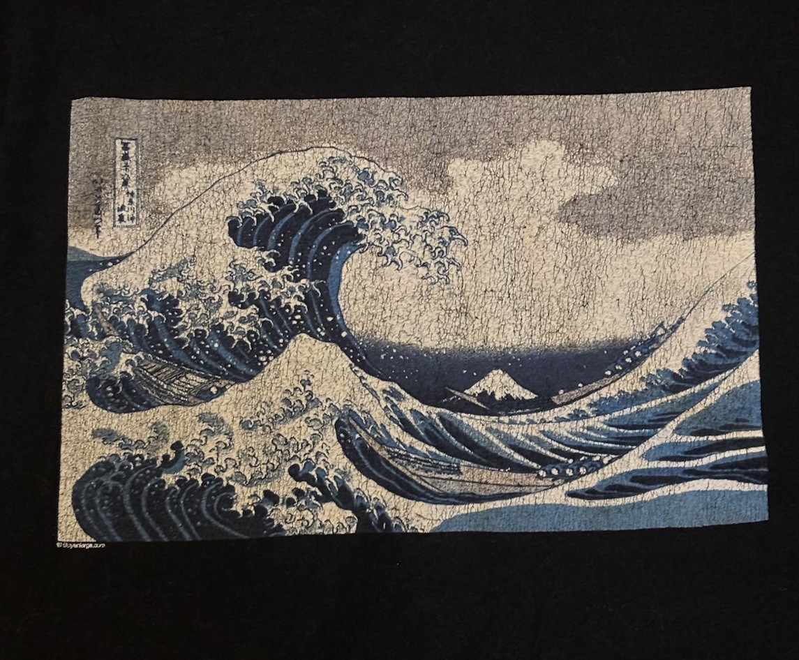The Great Wave Off Kanagawa 100% Cotton Black T Size M Y2K Retro