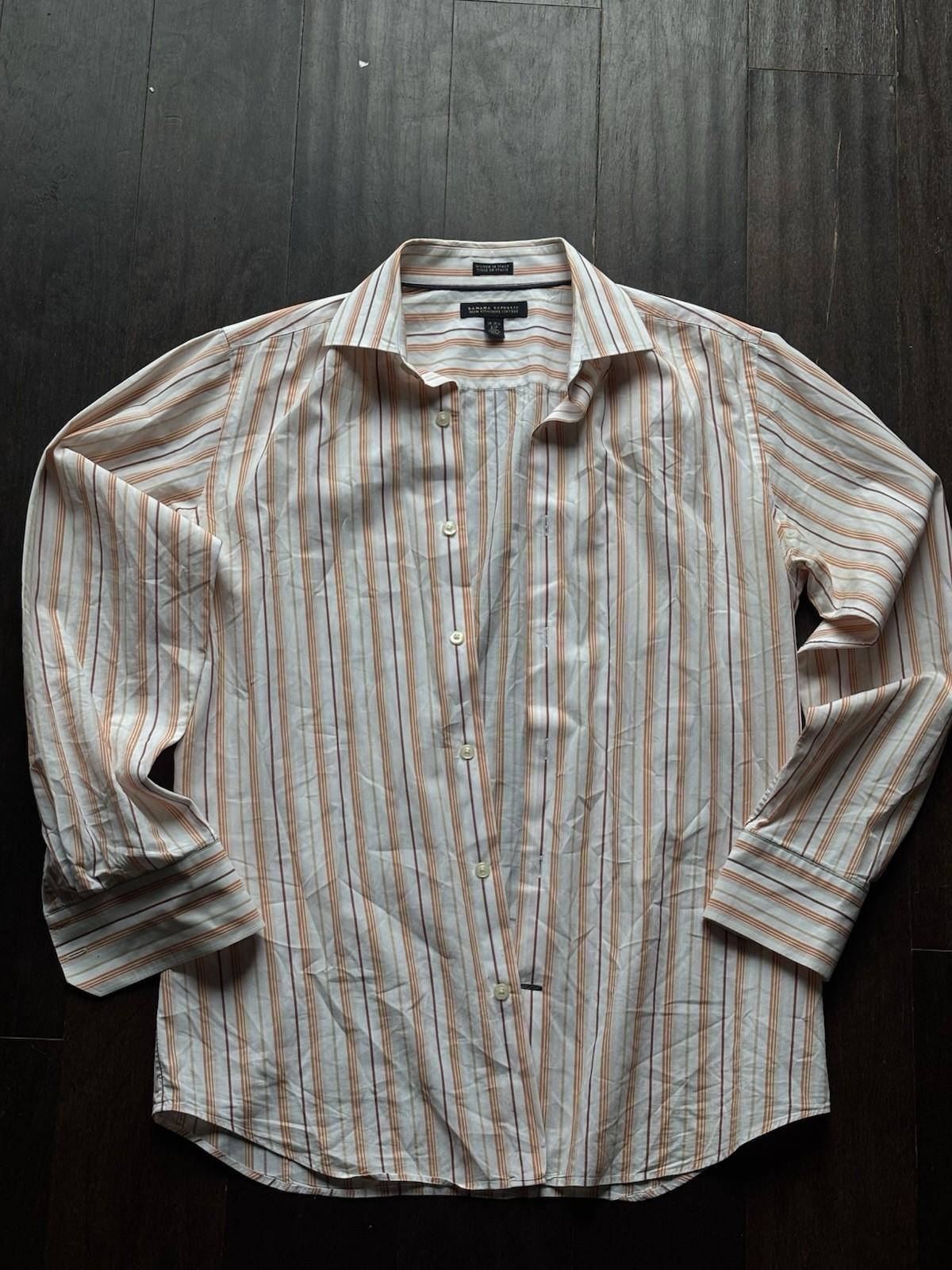 Banana Republic Mens Fitted Dress Shirt Woven In Italy Cotton