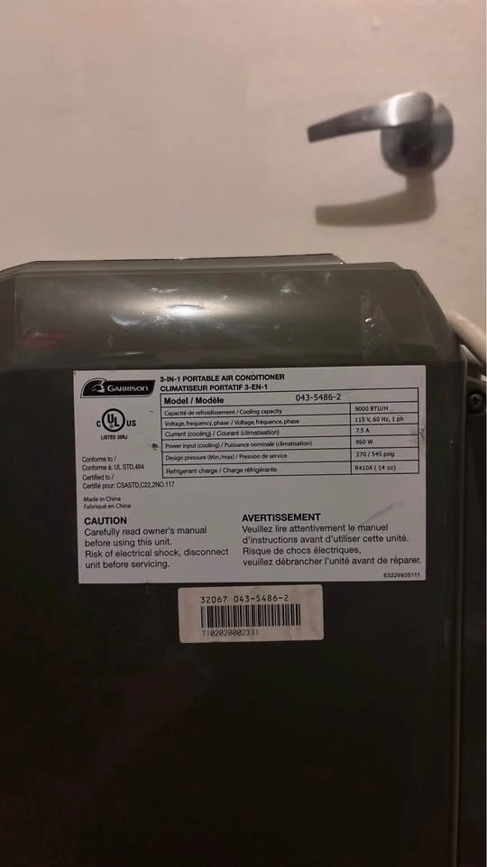 Garrison 9000 BTU Portable AC with Hose - photo 3