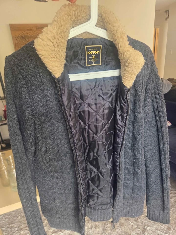 Koton Heavy Knit Cardigan Jacket with Quilted Lining - Size S - photo 3
