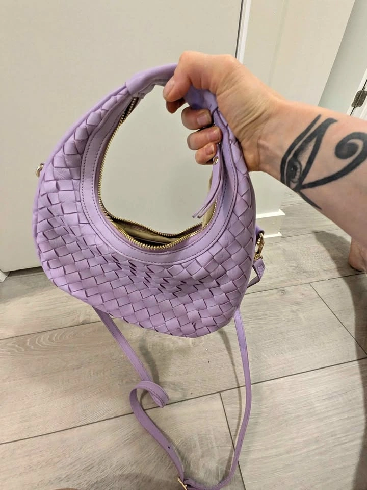 A. Bellucci Lavender Woven Leather Shoulder Bag