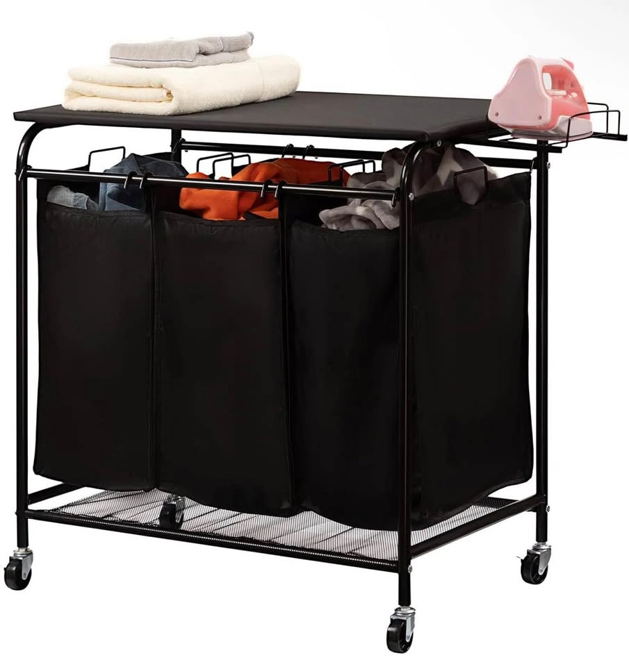 3-Bag Laundry Sorter with Top Shelf ironing board - photo 5
