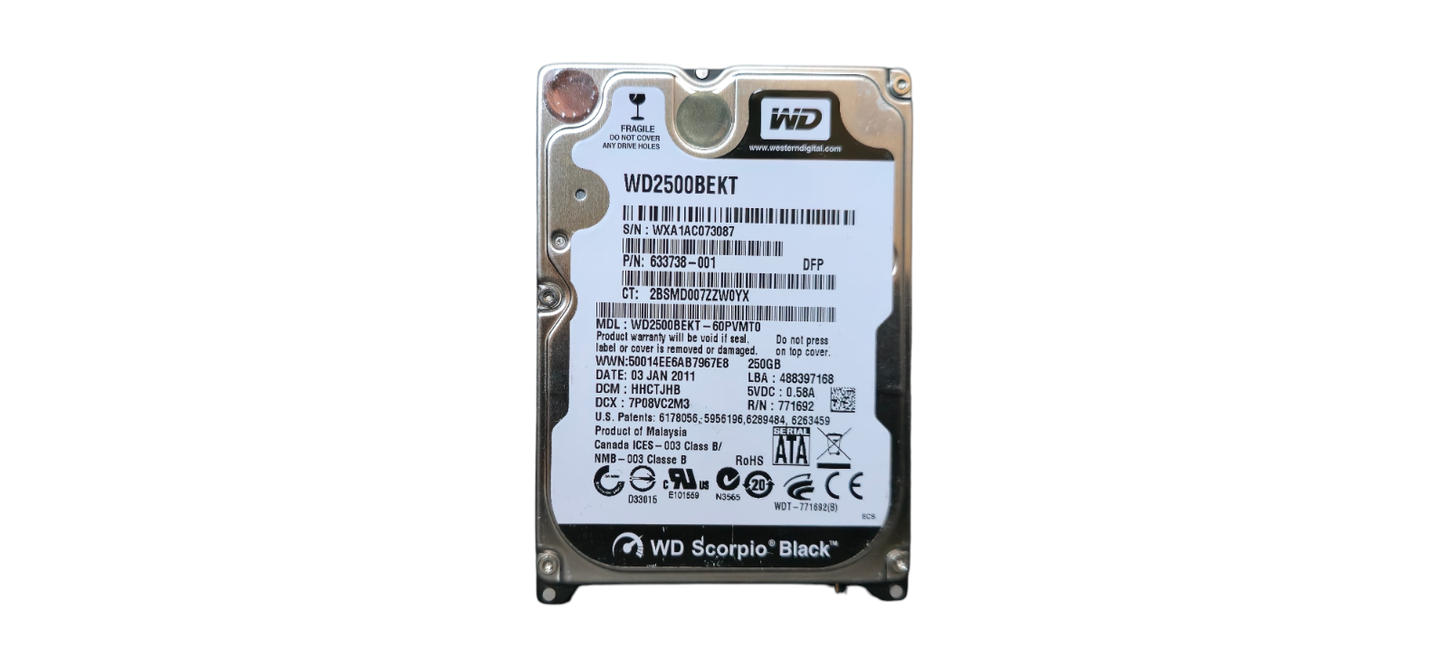 Used 250GB SATA 2.5-inch Internal Hard Drive Mixed Brand