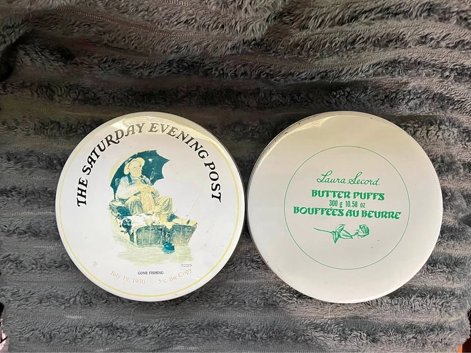 Vintage Round Tin Set: Laura Secord & Norman Rockwell