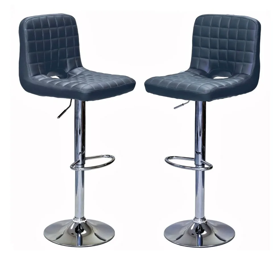 Adjustable Height Leatherette Bar Stool (Set of 4) - Grey thumbnail