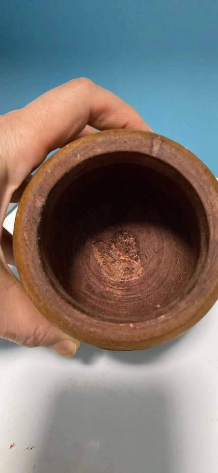 Hand Carved Balinese Wooden Vase Intricate Floral Design - photo 3