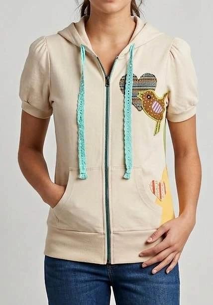 Short Sleeve Hoodie with Appliqués XS