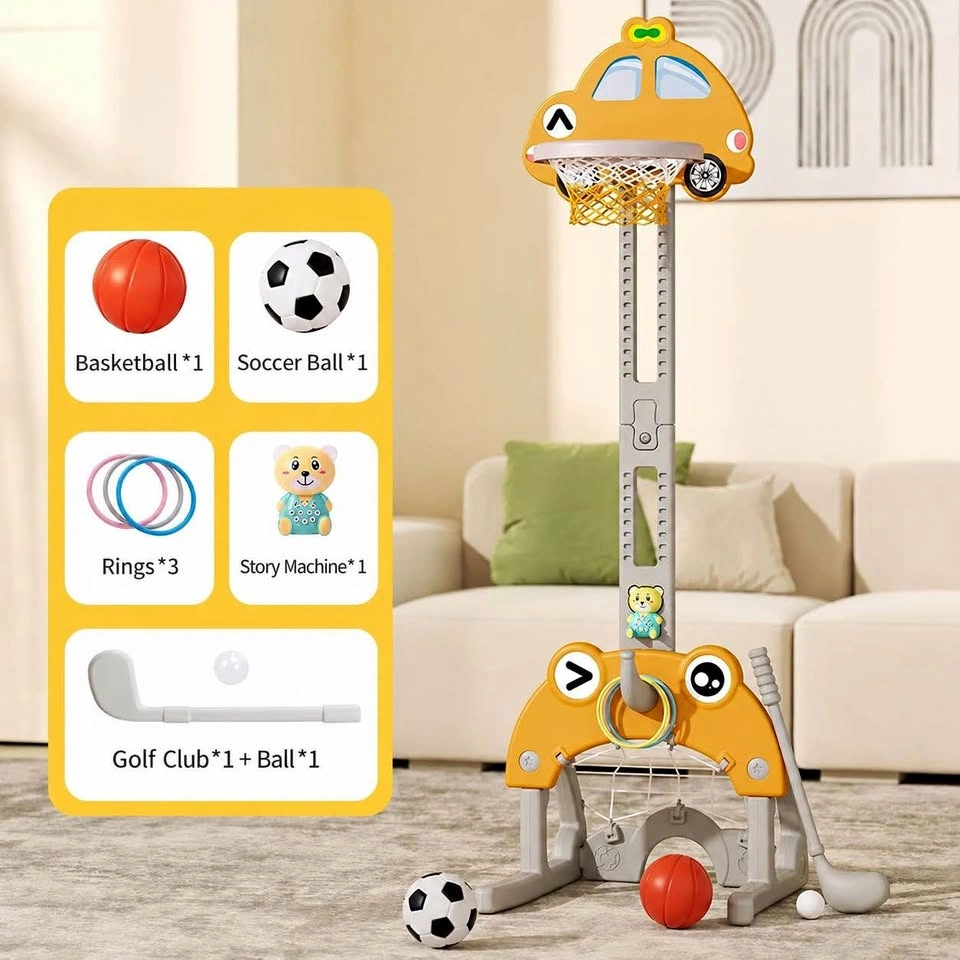 Kids 5-in-1 Adjustable Basketball Hoop & Sports Activity Center