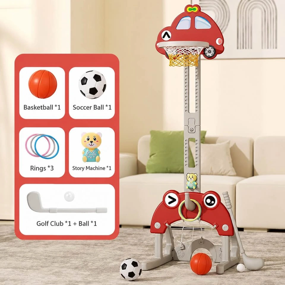Kids 5-in-1 Adjustable Basketball Hoop & Sports Activity Center - photo 2