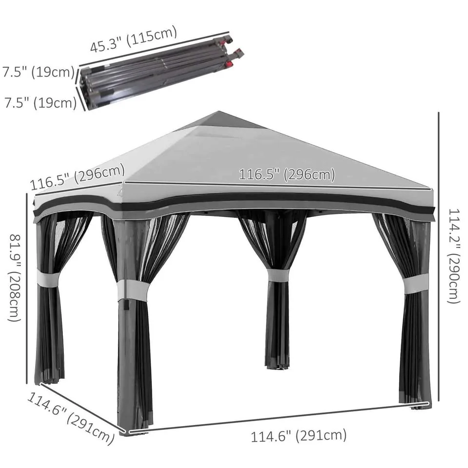 Outsunny 10' x 10' Pop Up Canopy with Netting image indicator(2)