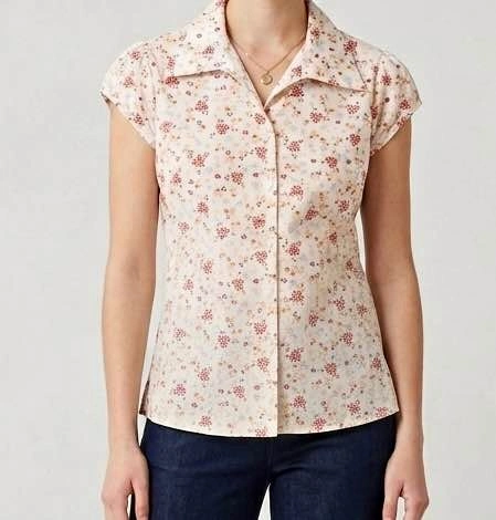 Women's Floral Print Short Sleeve Blouse size small