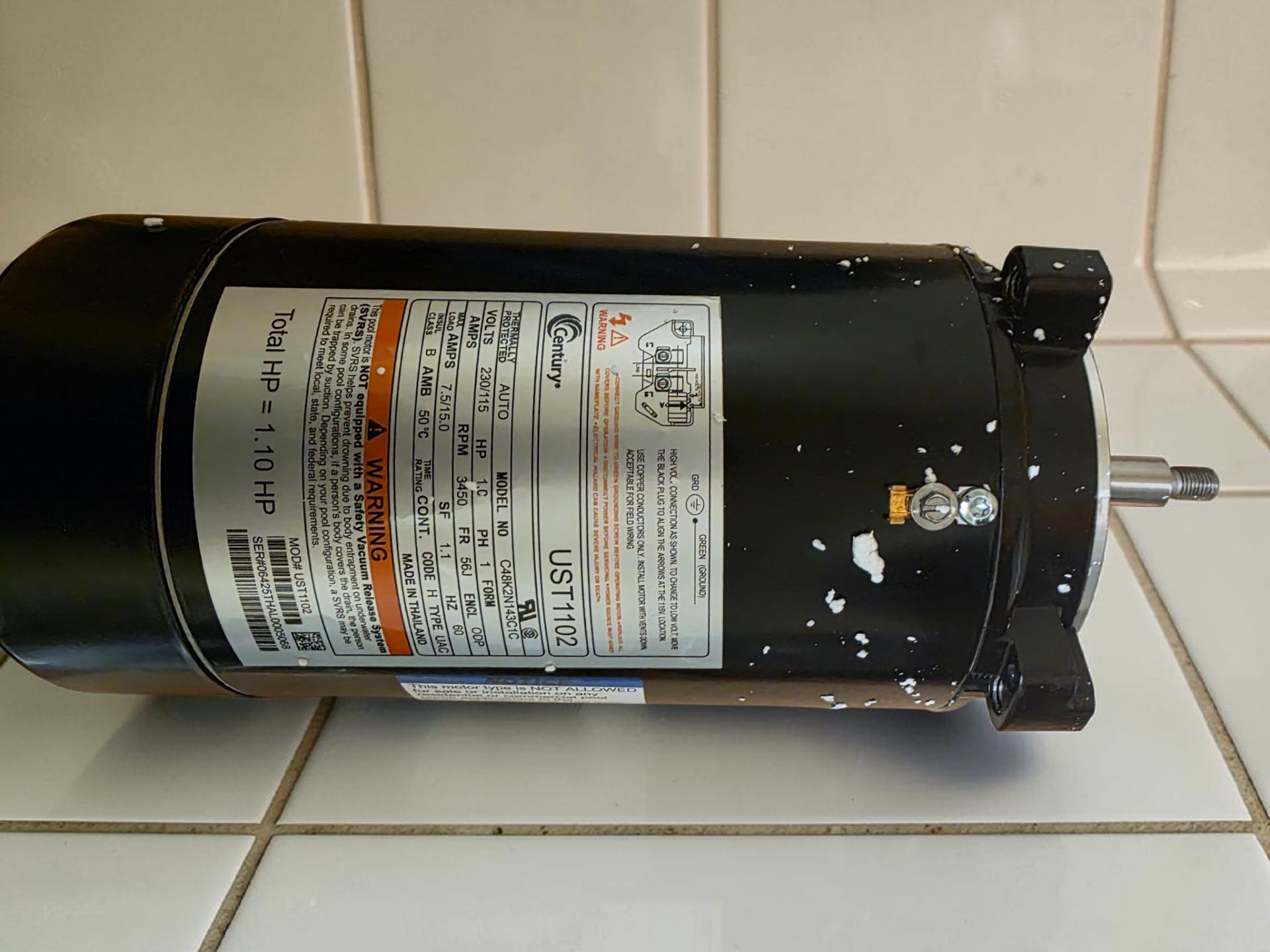 Century UST1102 1-HP Up-Rated Round Flange Replacement Motor - photo 3