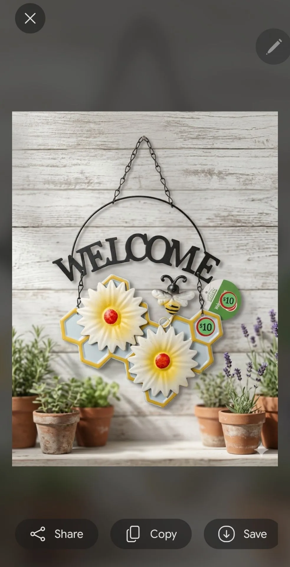 Metal Welcome Sign Hanging Garden Decor Honeycomb Bumble Bee - photo 2