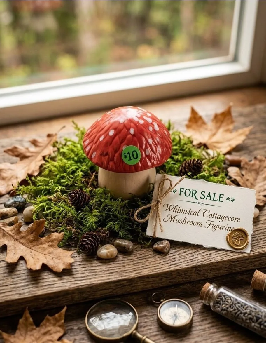Cute Red Mushroom Figurine – Cottagecore